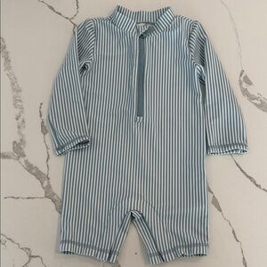 Kids Blue Striped Swim One Piece